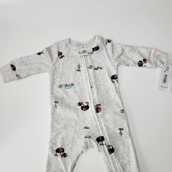 Carter's Light Gray Animal Print Footie - Picture 1 of 6